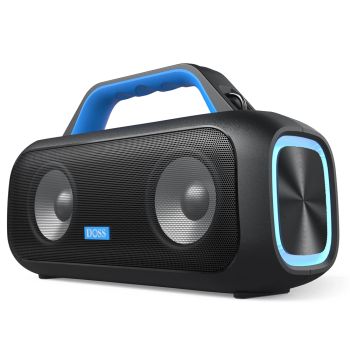 DOSS Outdoor Portable Speaker Powerful 60W Stereo and Bass Sound Box Power Bank IPX6 Waterproof LED Lights TWS Wireless SpeakersBLUE UNITED STATES