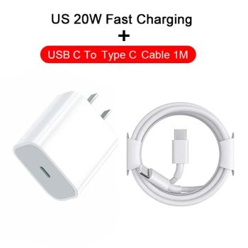 20W PD USB-C Power Adapter Fast Charger For iPhone 14 13 12 11 Pro Max USB Type C Wall Quick Charging X XS XR 7 8 6 Plus CableUS CHARGER AND CABLE