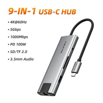 CABLETIME 9 IN 1 USB C HUB 4K@60Hz Video Resolution 5Gbps Data Transmission 1000Mbps Lan Port PD100W Fast Charging for Laptop9 IN 1 UNITED STATES