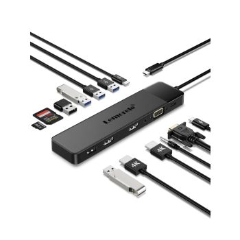 Lemorele 13Ports USB Hub Type C Hub USB Docking Station Dual HDMI 4K30Hz VGA USB3.0 Adapter for Macbook Windows Laptop Hub13 IN 1 UNITED STATES
