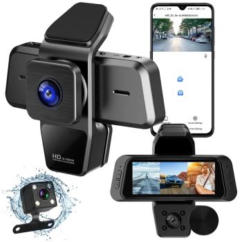 1080P FUD 3 Channel WiFi Dash Cam 170° Wide Angle Triple Car Camera With IR Night G-Sensor Motion Detection Loop Recording AppUNITED STATES BLACK