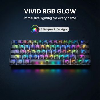 61-Key RGB Mechanical Keyboard Wired K61 Mini Keyboard 60% Portable Red/Blue/Brown Switches, Ideal for Gaming/WorkBLACK BLUE SWITCH