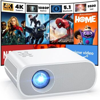 1080P Full HD Bluetooth Projector with Speaker, 9500 Lumens Portable Outdoor Mini Projector for Laptop, Smartphone, TV StickUNITED STATES