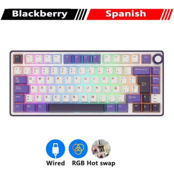 RK R75 Royal Kludge Wired Mechanical Keyboard 80 Keys 80% Gasket RGB Backlit Hot-swappable Gaming Keyboard with MDA PBT KeycapsBLACK BROWN SWITCH