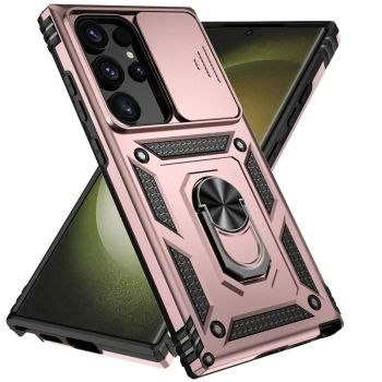 Slide Camera Lens Military Grade Armor Case For Samsung Galaxy S25 Ultra Plus S24FE A16 A06 A26 A36 A56 Holder Ring Stand 2026GOLD UNITED STATES FOR GALAXY S25