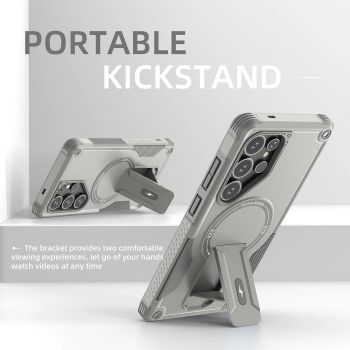 Fold Stand Holder Magnetic Armor Case For Samsung S26 S25 Ultra S24 Plus A26 A16 A56 Wireless Charging Bracket Shockproof Cover