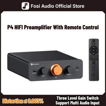 Fosi Audio P4 HiFi Preamplifier: 3 RCA Inputs, EQ/Bypass, Swappable Op-Amps, Treble & Bass Tone Control For Audiophile Systems