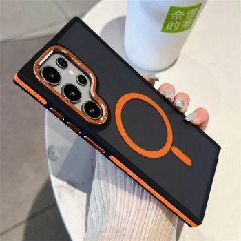 Luxury Matte Magnetic Case For Samsung Galaxy S24 S22 S25 Ultra S23 Plus S23 FE For Magsafe Wireless Charging Shockproof CoverUNITED STATES ORANGE FOR S23