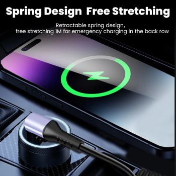 20CM To 1M Car Spring Cable 66W Short Fast Charging Wire Type C TO Type C Cable For iPhone 15 Huawei Xiaomi Samsung USB C Cable
