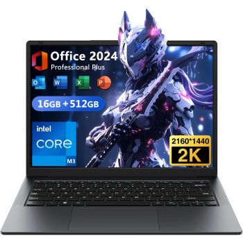 Windows 11 Pro Laptop with 14.1" 2K Screen, 16GB RAM, 512GB SSD, Intel Core Processor, Ultra-Thin and Light Notebook