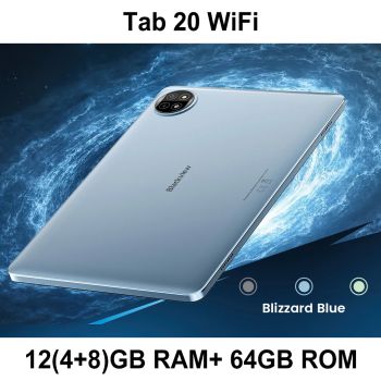 Blackview Tab 20 WiFi Tablet 10.1" HD+ IPS, Quad-core UNISOC T310, Android 15 ,4+8GB RAM 64GB ROM, 6600mAh/10W, 5MP Front CameraBLIZZARD BLUE EU