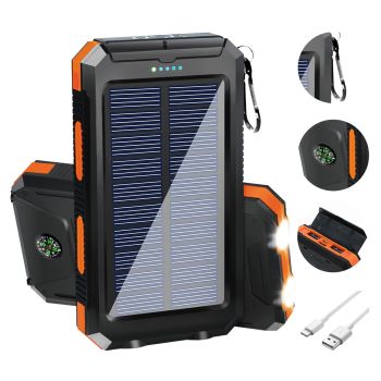 20000mAh Solar Power Bank Portable Solar Charger Waterproof Dual 5V USB Ports 2 LED Light Flashlight For Cell IPhone Outdoor20000MAH UNITED STATES