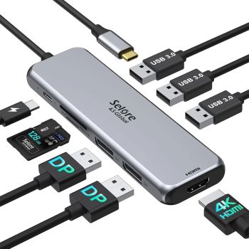 9-in-1 USB-C Docking Station with Dual DisplayPort, HDMI, 3 USB 3.0 Ports, SD/TF Slots & 100W PD ChargingUNITED STATES