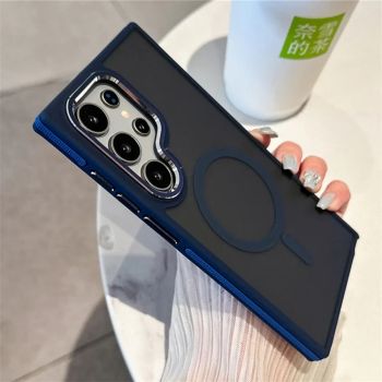Luxury Matte Magnetic Case For Samsung Galaxy S24 S22 S25 Ultra S23 Plus S23 FE For Magsafe Wireless Charging Shockproof CoverUNITED STATES BLUE FOR S22 ULTRA