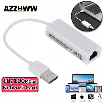 USB Network Card 10/100Mbps Wired Network Card RTL8152B USB 2.0 to RJ45 Ethernet Lan Adapter for PC Laptop Computer TV Box