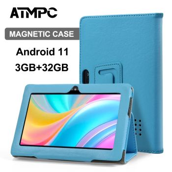 ATMPC 7 inch Tablet, Android 11, 3GB RAM+32GB ROM, Quad-Core, 3500mAh, WIFI, BT 4.2, 1024*600 IPS Display, Magnetic Case Tablet