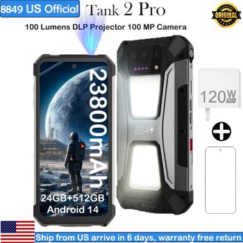 8849 Tank 2 PRO Projector Rugged Smartphone 23800mAh Android 24GB 512GB 100MP Camera  2.4K 120W Fast Charge Dual Sim Outdoor