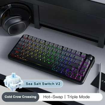 AJAZZ AK820 MAX Tri-mode RGB Gaming Mechanical Keyboard Bluetooth Wireless 2.4G Type C 82 Keys PBT Keycaps Hot Swap for Gamer PCBLACK UNITED STATES