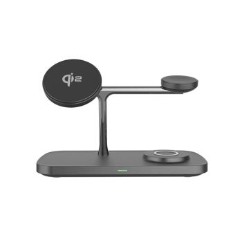QI2 3 in 1 Magnetic Wireless Chargers For iPhone 16 15 14 13 12 Fast Charging Station For Apple Watch Airpods 2 3 4 standBLACK UNITED STATES