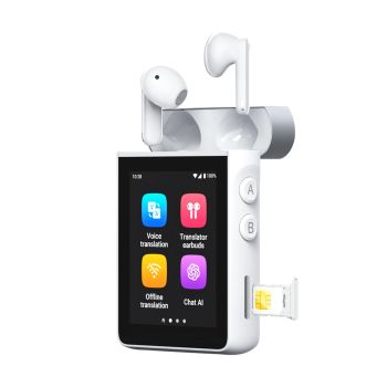 Wooask [A9] 4G+WiFi AI Translator Earbuds, Real-Time Translation Device , ChatGPT Empowered, No App Needed for Travel & BusinessWHITE GERMANY