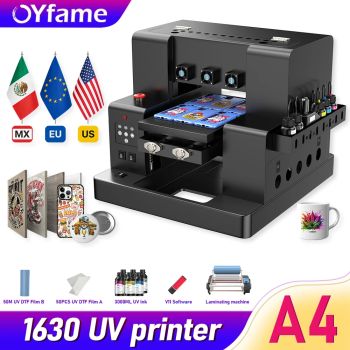 OYfame EU US MX Stock A4 UV Printer with L805 6-Color Printhead Vacuum Platform Flatbed Printing for Phone Cases Bottles Wood