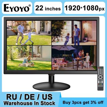 EYOYO Security Camera Monitor 22-inch 1080P FHD 75Hz LED Screen Built- in Speakers Video Monitor with HDMI VGA AV BNC USB InputsUNITED STATES