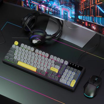 AJAZZ AT120 Keyboard Mouse Headset 3-in-1 Wired USB Gaming Peripherals Set, Full-Size Keyboard, Mouse, Stereo Headset for DesktoBLACK UNITED STATES