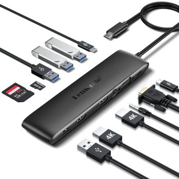Lemorele TC97 USB Hub USB 3.1 Dock Station USBC to Dual HDMI 4K 10Gpbs Type-C 100W Adapter VGA USBC 3.1 for MacBook Windows12 IN 1 UNITED STATES