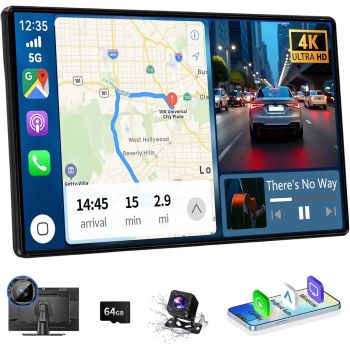 Wireless Carplay 11.3" Screen with 4K Dash Cam, Backup Camera, GPS Navigation, Bluetooth, Voice Control for CarsUNITED STATES