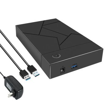 3.5 Inch HDD Enclosure USB 3.0 To SATA Hard Drive Case SSD Enclosure External Solid State Hard Drive Disk Box-US Plug DurableBLACK UNITED STATES
