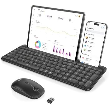 Wireless Bluetooth Keyboard Mouse Combo for iPad, MacBook, Windows, iOS/Android with Tablet HolderUNITED STATES