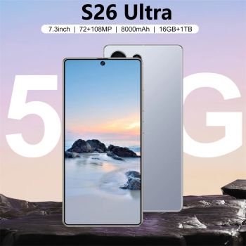 HOT New S26 Ultra Original Android Global Version 7.3Inch HD 4G 5G Dual SIM Card Facial Recognition Function 7800Mah Battery