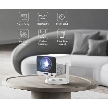 HP Projector MC425 1080P FHD Android 14 with Dual Wifi6 & BT5.4 Allwinner H726 Beamer Home Theater Support Power Bank FeatureUS PLUG UNITED STATES