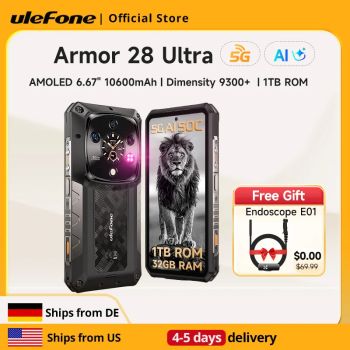 【Ships from US 】Ulefone Armor 28 Ultra 5G AI Rugged Phone 1TB ROM+32GB RAM Android Smartphone AMOLED 6.67" 10600mAh Mobile pho