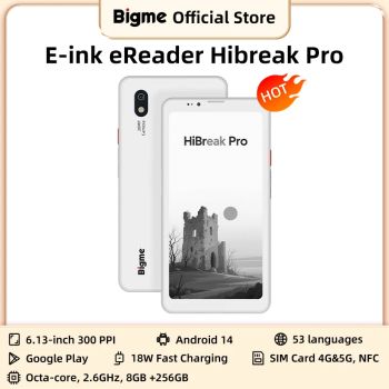 Bigme Hibreak Pro 6.13 inch B&W e-ink ebook reader, dual cam 300PPI, Dimensity 1080 CPU, 8+256GB, Android 14 Open System e-book