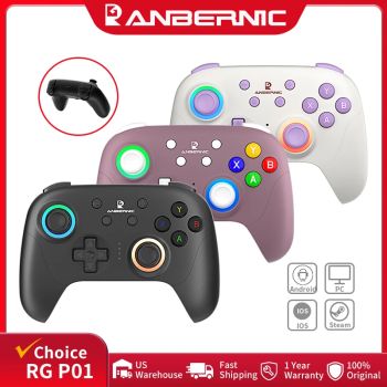 ANBERNIC RG P01 Retro Games Controller Wired/Wireless Bluetooth RGB Hall Effect Joystick XBOX Gamepad for PC Android IOS Steam