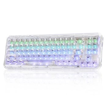 YUNZII X71 68% Layout Wireless BT/2.4G/USB-C Gasket Hot-Swap Transparent RGB Mechanical Gaming Keyboard with Clear Keycaps