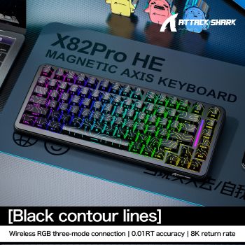 Wireless Magnetic Keyboard ATTACK SHARK X82Pro HE Wired 8K 0.01mm Esports Gaming RGB Mechanical Keyboard for PC/PS5/MacBLACK MAGNETIC SWITCH