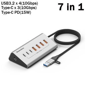 USB 3.2 HUB Multi in 1 Docking Station 10Gbps Data Transfer Adapter Type-C Splitter with Card Reader Computer Accessories For PC7 PORTS USB3.2