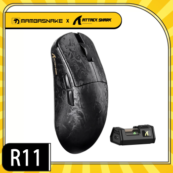 ATTACK SHARK R11 ULTRA Carbon Fiber Wireless 8K PAW3950MAX Gaming Mouse 49g SUPERLIGHT, Nordic 52840 MCU