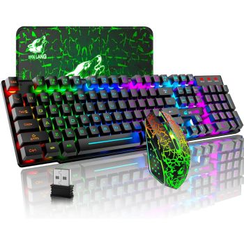 MAMBASNAKE x ZIYOU LANG T3 Wireless Gaming Keyboard and Mouse Combo Rainbow BacklightBLACK UNITED STATES