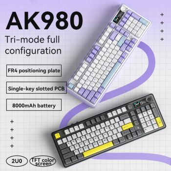 AJAZZAK980 mechanical keyboard, wireless three-mode bluetooth with color screen, customized game, e-sports, office TTC axis