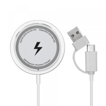 15W Magnetic Wireless Charger (White)
