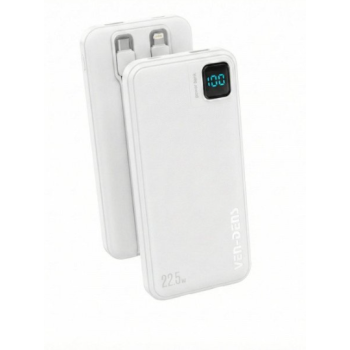 Fast Charging 10000mAh Dual USB/Type-C Ports Power Bank (White)