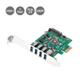SIIG Controller card JU-P40A11-S1 Display Port SuperSpeed USB3.0 4-Port PCI Express Host Card Brown Box