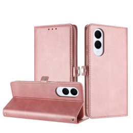 Case with Card Holder Slots and Wrist Strap for Samsung Galaxy S25 Edge (Rose Gold)