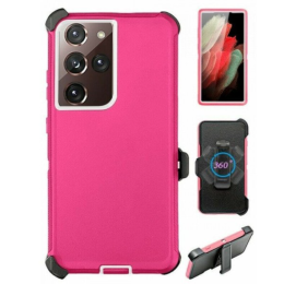 Case with Clip for Samsung Galaxy S24 Ultra 5G (Pink/White)
