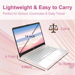 HP 14″Rose Gold Lightweight Laptop, with Office 365 & Copilot AI, Intel Processor, 4GB