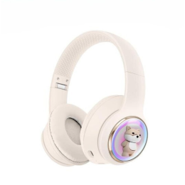 Headphones with Cute Dog LED Design  for Universal Cell Phone And Bluetooth Device (White)