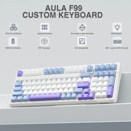 AULA F99 Wireless Mechanical Keyboard Tri-Mode Hot Swappable Custom Keyboard Gasket Structure for PC/Tablet/Xbox/PS4/PS5